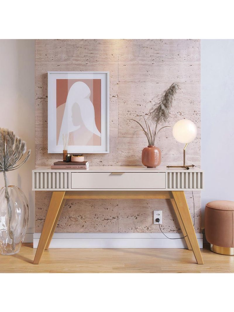 Aparador para Sala 1 Gaveta 136 cm Riviera – Colibri – Cor Off White/Freijó