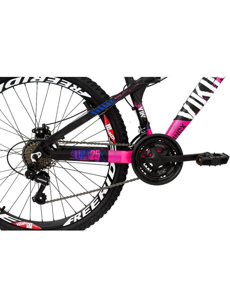 Bicicleta X TUFF25 Freeride Aro 26 Preto Rosa 21V Viking