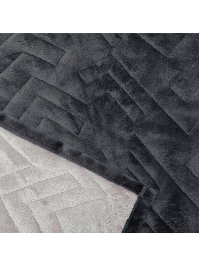 Cobertor Casal Buettner Flannel Plush Dupla Face – 220 cm x 240 cm – Metal Escuro / Metal Claro