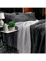 Cobertor Casal Buettner Flannel Plush Dupla Face – 220 cm x 240 cm – Metal Escuro / Metal Claro