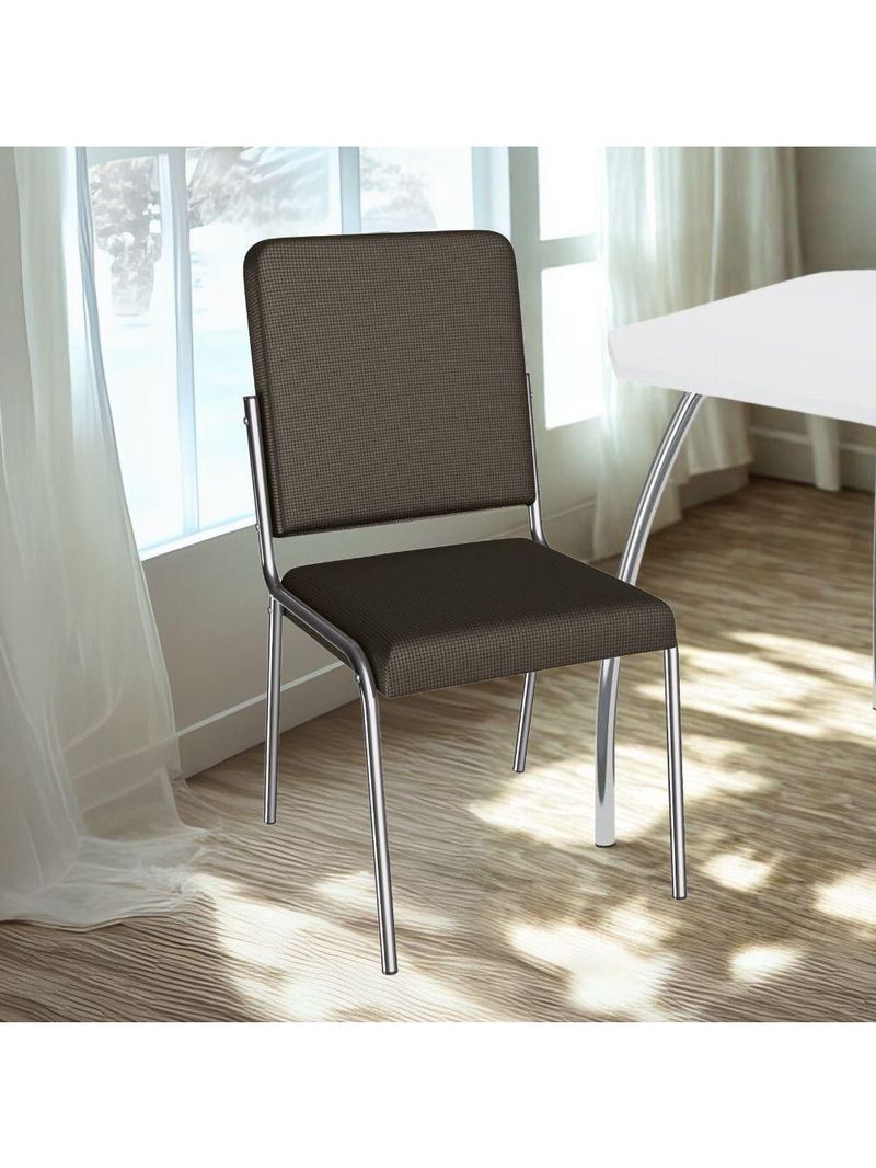 Kit 2 Cadeiras Cromada Sala Jantar 2C129CR Corino Kappesberg Marrom