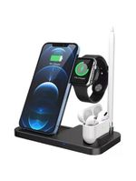 Carregador Sem Fio 4 em 1 Celular, Smartwatch, Fone e Caneta 15W – Cor Preto ou Branco enviado conforme disponibilidade