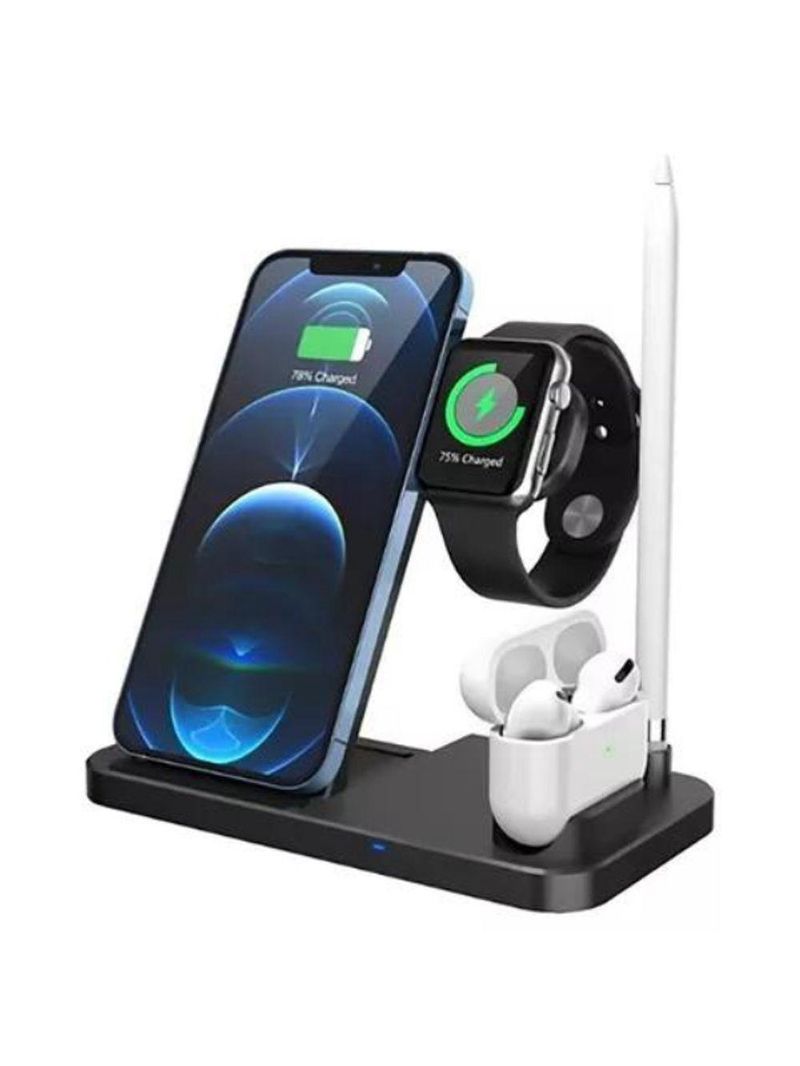 Carregador Sem Fio 4 em 1 Celular, Smartwatch, Fone e Caneta 15W – Cor Preto ou Branco enviado conforme disponibilidade
