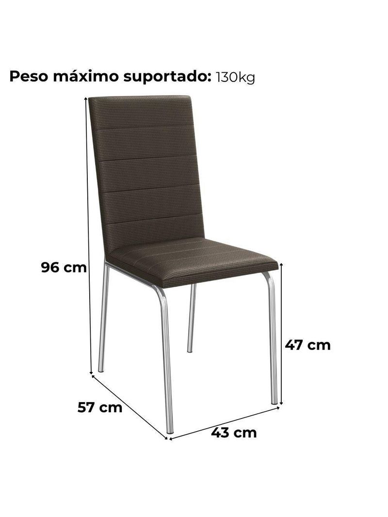 Kit 2 Cadeiras Cromada Sala Jantar 2C091CR Corino Kappesberg Marrom