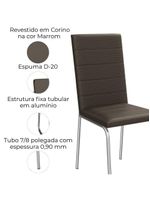 Kit 2 Cadeiras Cromada Sala Jantar 2C091CR Corino Kappesberg Marrom