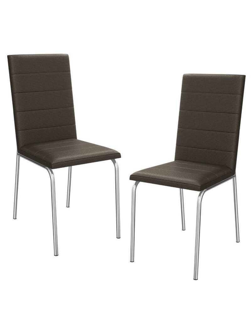 Kit 2 Cadeiras Cromada Sala Jantar 2C091CR Corino Kappesberg Marrom