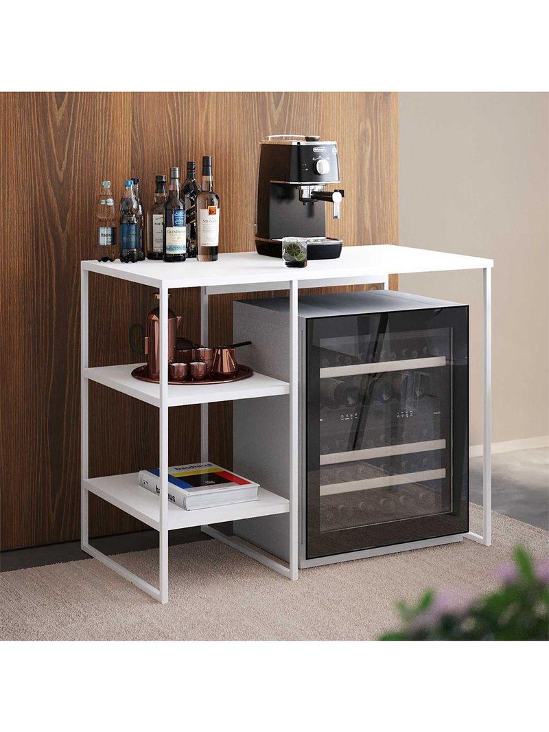 Aparador Adega Industrial Bourbon – Aço Branco e Branco – 95 cm