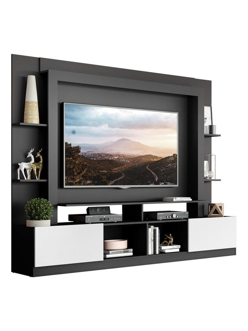 Estante para TV até 65" com 2 Portas Oslo – Multimóveis – Cor Preto/Branco – Modelo V3395