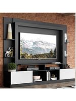 Estante para TV até 65" com 2 Portas Oslo – Multimóveis – Cor Preto/Branco – Modelo V3395