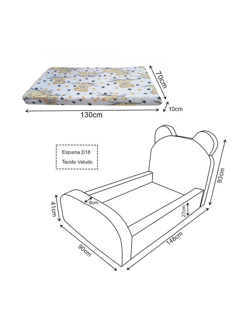 Cama Montessoriana Juvenil Soft com Colchão – Segura e Confortável – Cor Cinza