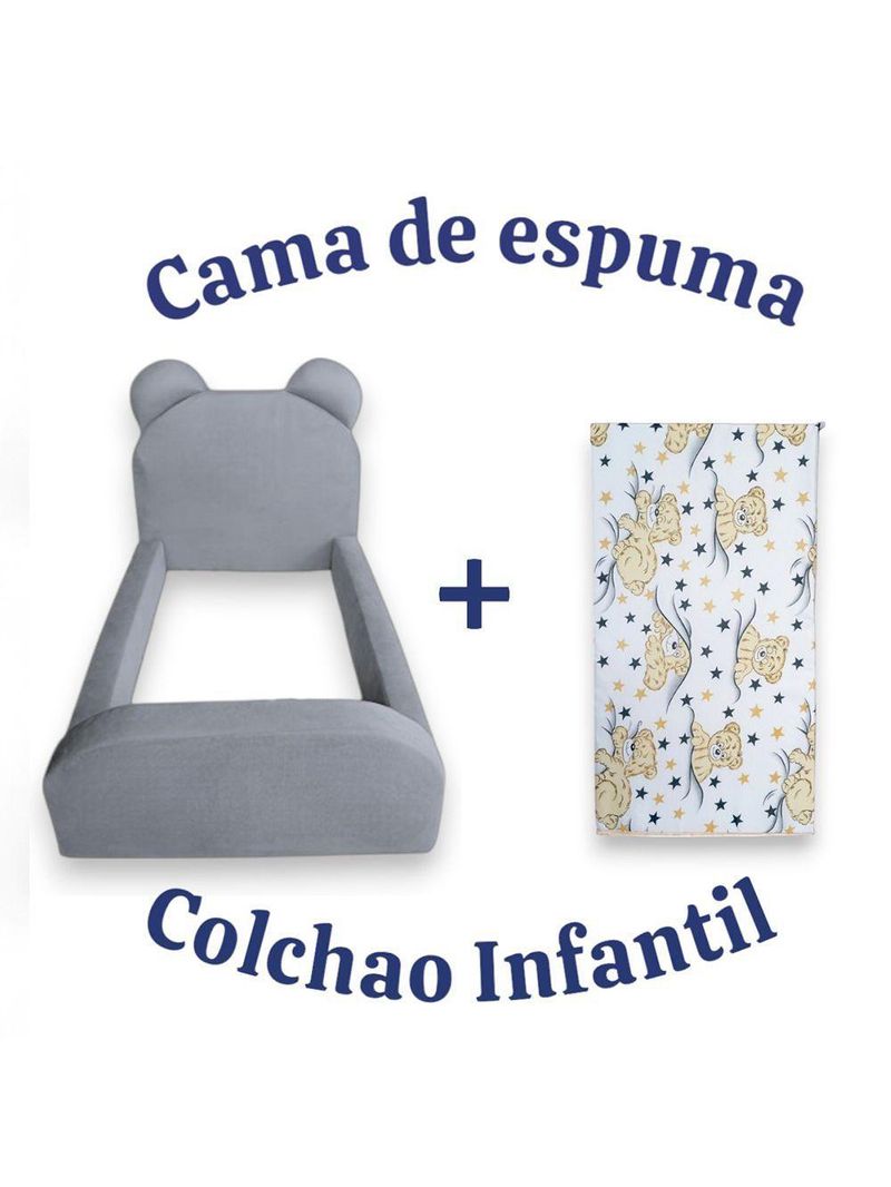 Cama Montessoriana Juvenil Soft com Colchão – Segura e Confortável – Cor Cinza