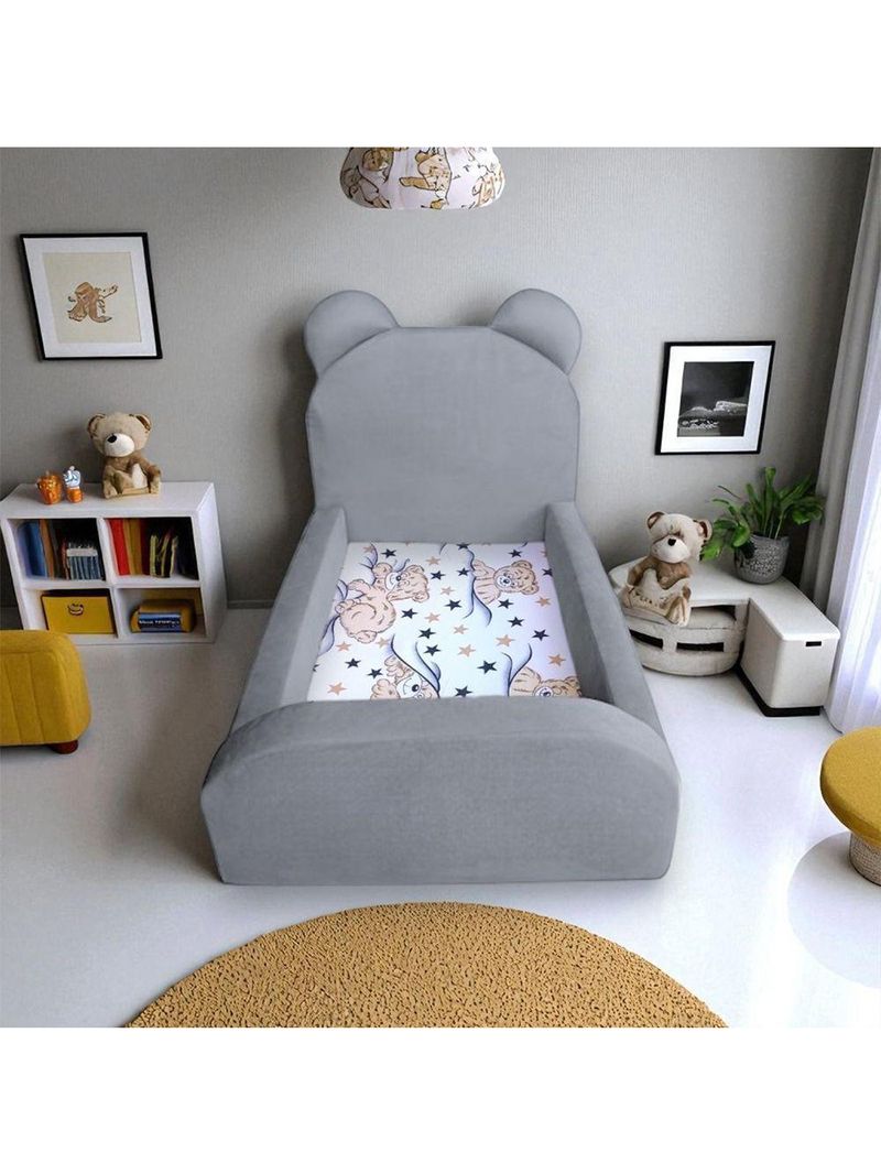Cama Montessoriana Juvenil Soft com Colchão – Segura e Confortável – Cor Cinza