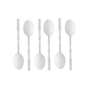 Conjunto 6 Colheres para Mesa Bambu Elegant - Aço Inox 19,8cm - Lyor