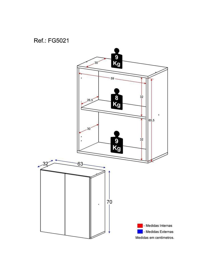 Armário Lavanderia com 2 Portas Multimóveis Branco