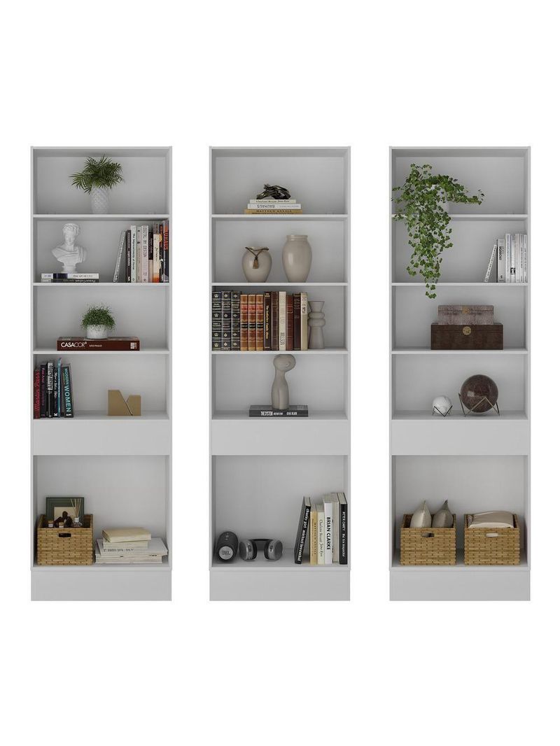 Armário/estante Escritório 3 Portas Multimóveis Mp7001 Branco/Dourado