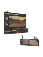 Painel para TV até 65" Polegadas com Aparador 4 Portas com Espelho MP1088 Rustic/Preto