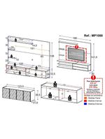 Painel para TV até 65" Polegadas com Aparador 4 Portas com Espelho MP1088 Rustic/Preto