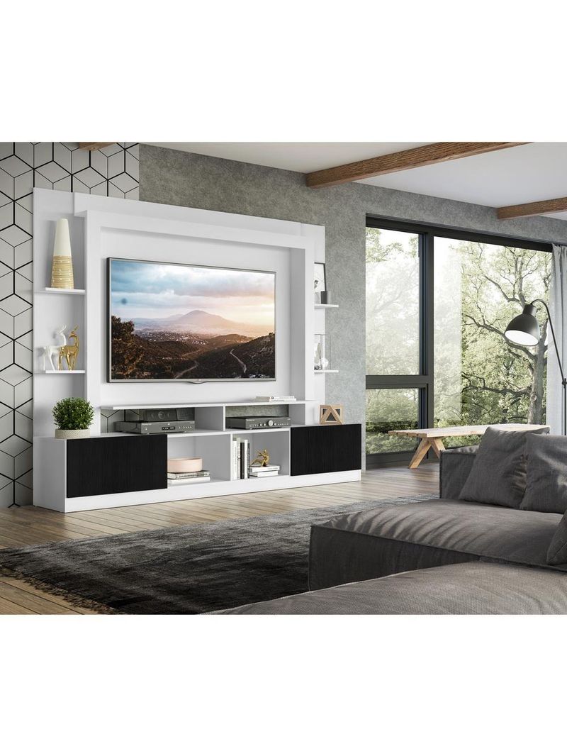 Rack Estante Painel Suporte Tv 65" Branco/Preto