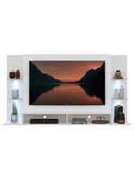 Painel com Suporte Tv 60" e 4 Leds Prateleiras de Vidro