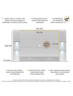 Painel com Suporte Tv 60" e 4 Leds Prateleiras de Vidro