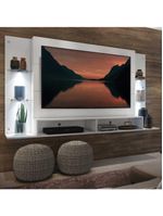 Painel com Suporte Tv 60" e 4 Leds Prateleiras de Vidro