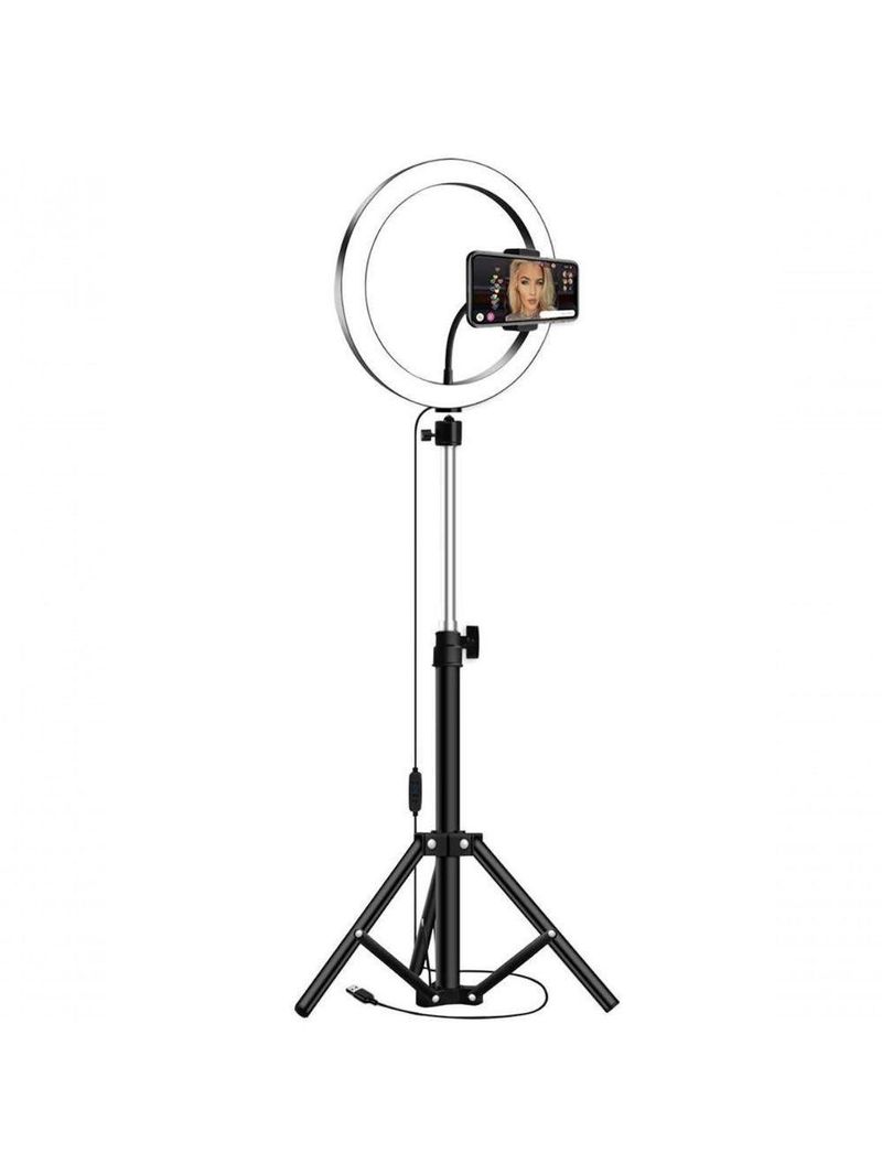 Ring Light Iluminador Led Usb 10 Polegadas 26cm Com Suporte Tripé 2 Metros