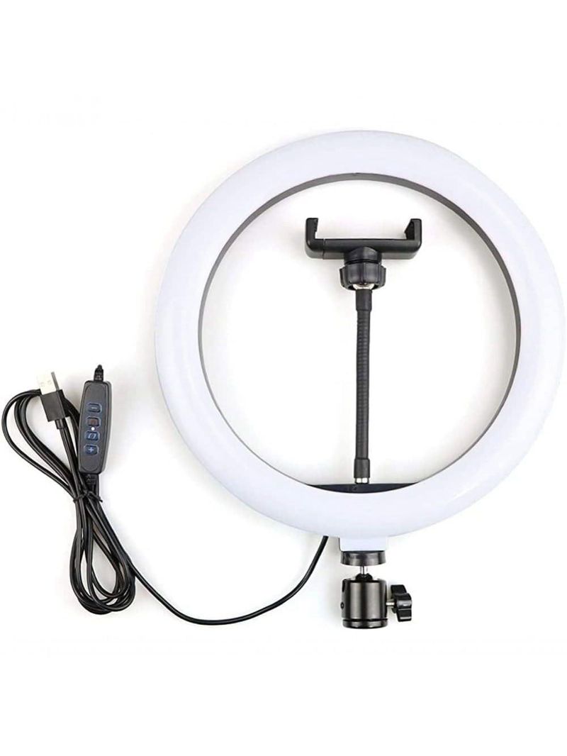 Ring Light Iluminador Led Usb 10 Polegadas 26cm Com Suporte Tripé 2 Metros