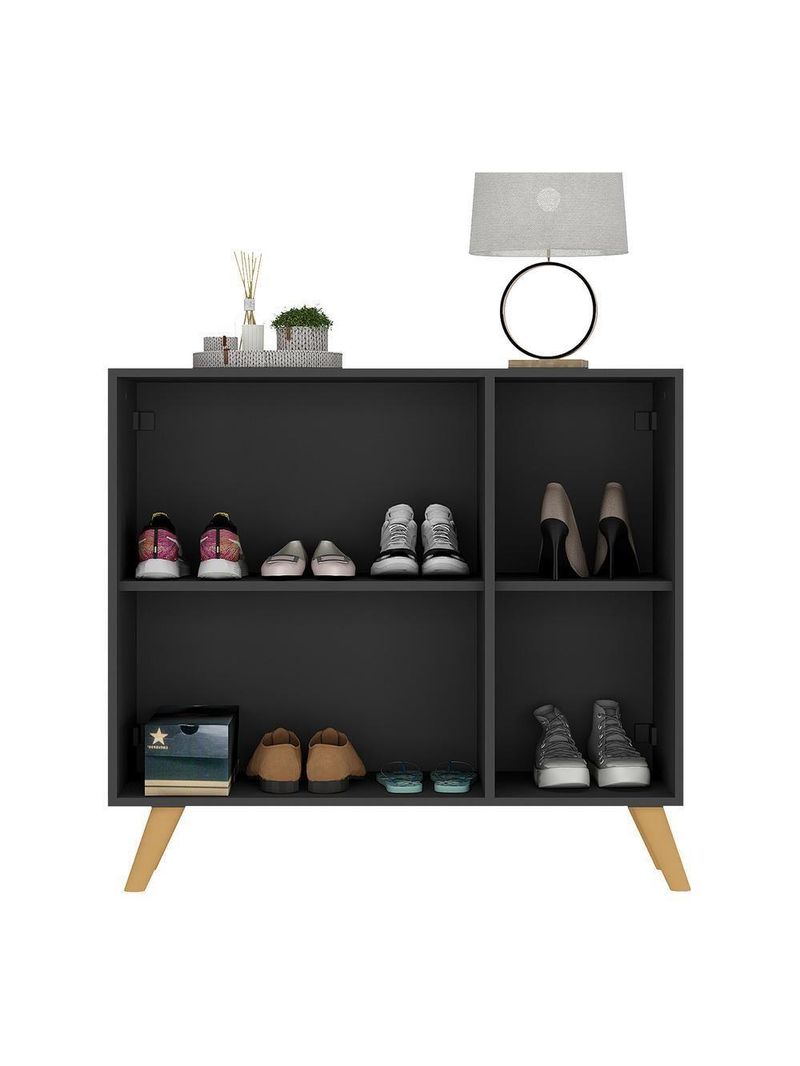 Sapateira Retrô 3 Portas Nina MP6018 Preta Natural