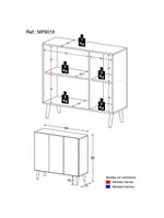 Sapateira Retrô 3 Portas Nina MP6018 Preta Natural