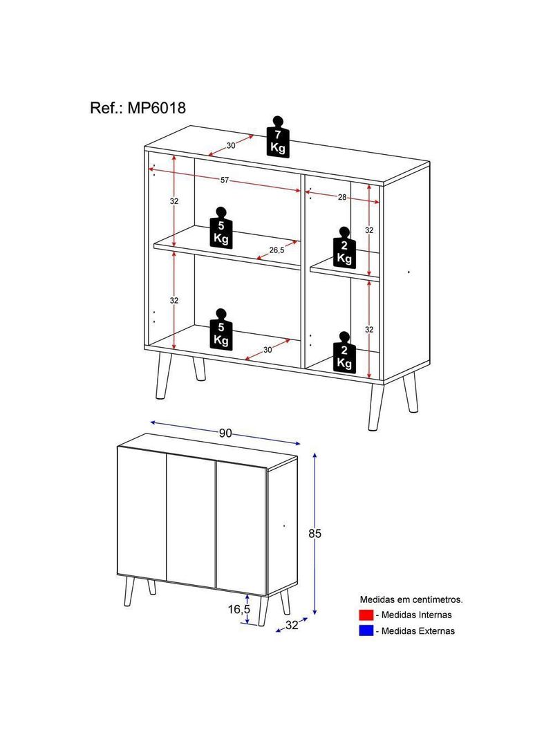 Sapateira Retrô 3 Portas Nina MP6018 Preta Natural