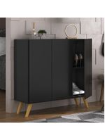 Sapateira Retrô 3 Portas Nina MP6018 Preta Natural