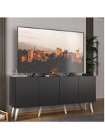 Rack Retrô Para TV Até 50 Polegadas com 4 Portas Multimóveis MP1071 Preto/Branco