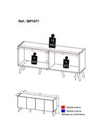 Rack Retrô Para TV Até 50 Polegadas com 4 Portas Multimóveis MP1071 Preto/Branco