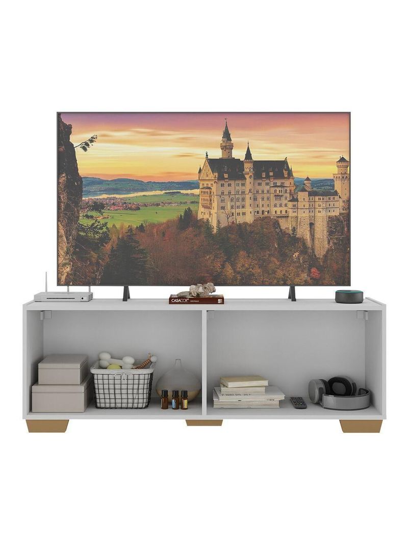 Rack Para TV Até 50 Polegadas com 4 Portas Multimóveis MP1072 Branco Natural
