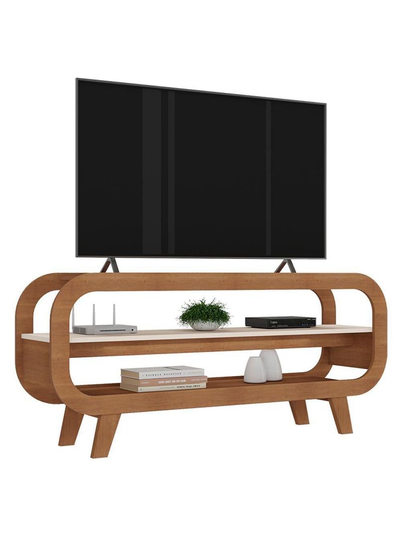 Rack Bancada Para Tv 42 Pol 122 Cm Mdf Cinamomo Off White Arly Cinamomo Off White