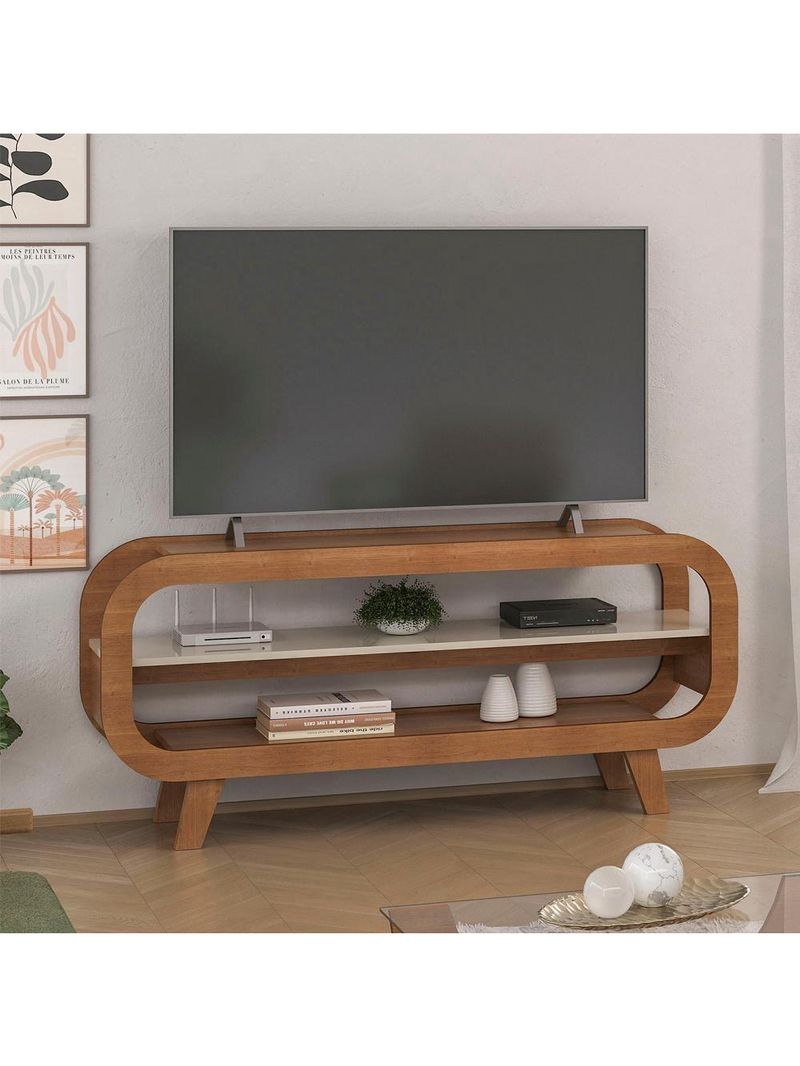 Rack Bancada Para Tv 42 Pol 122 Cm Mdf Cinamomo Off White Arly Cinamomo Off White