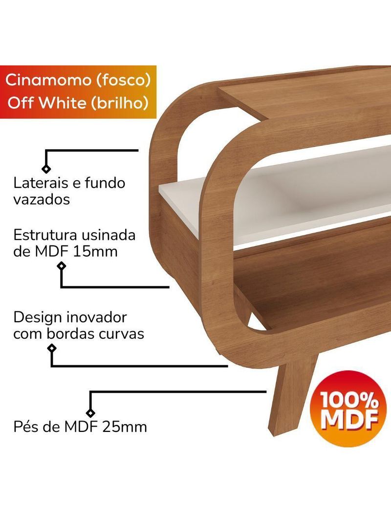 Rack Bancada Para Tv 42 Pol 122 Cm Mdf Cinamomo Off White Arly Cinamomo Off White