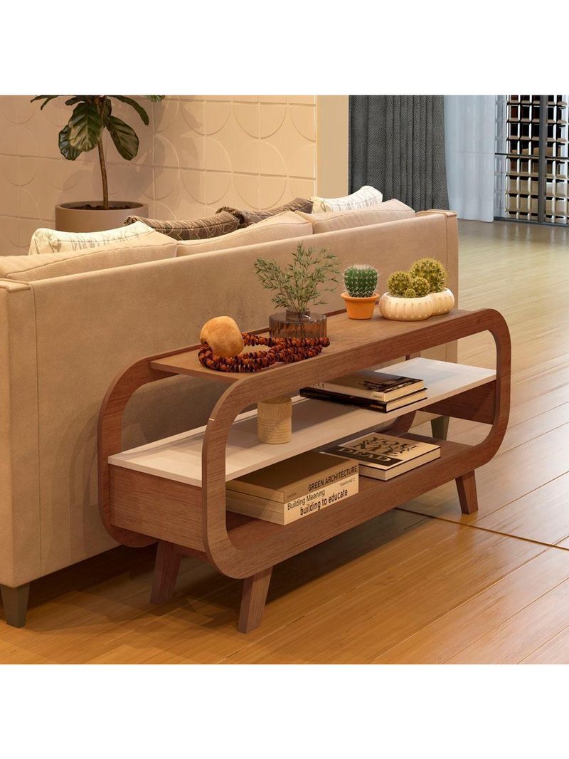 Rack Bancada Para Tv 42 Pol 122 Cm Mdf Cinamomo Off White Arly Cinamomo Off White