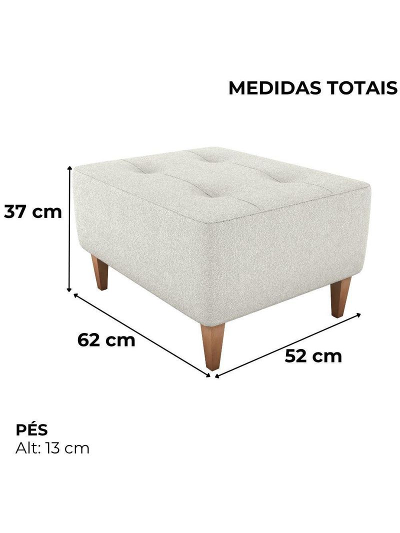 Puff Para Sala 62 Cm Piva Tecido Boucle F492 Natural Milani Store Natural