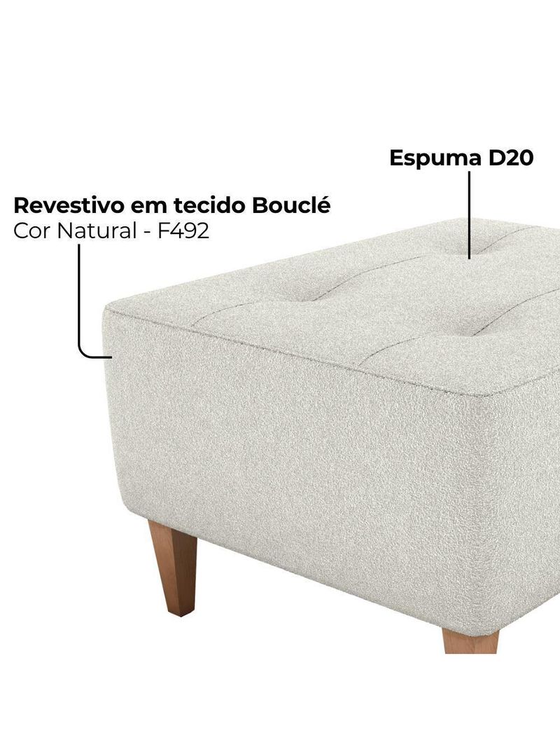 Puff Para Sala 62 Cm Piva Tecido Boucle F492 Natural Milani Store Natural