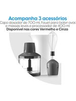 Mixer De Alimentos Cinza Lunar Inox 600W 3 Em 1 Copo 700ml Elgin 220V
