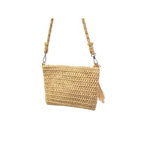 Bolsa Artesanal Lateral Transversal Casual Praia Cor:bege