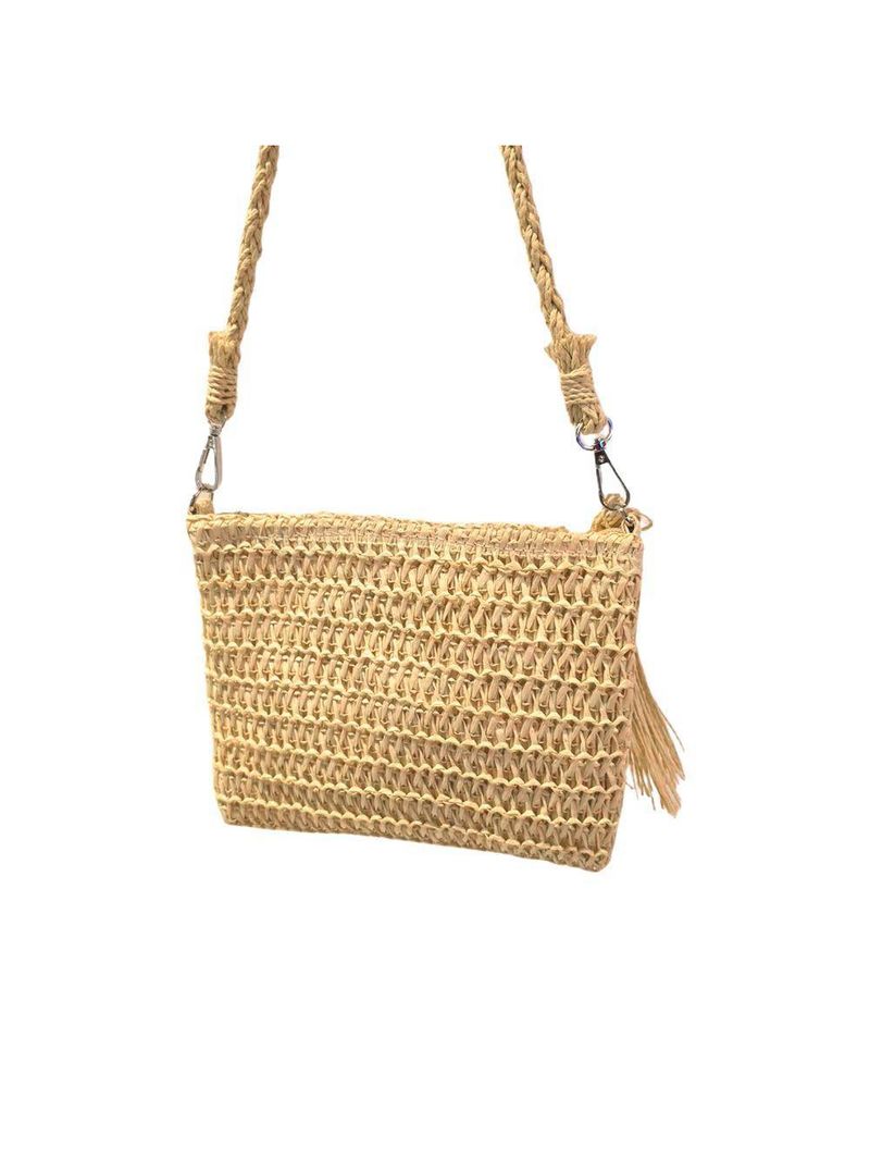 Bolsa Artesanal Lateral Transversal Casual Praia Cor:bege