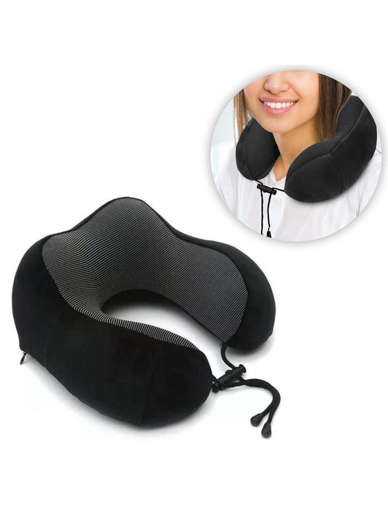 Almofada Travesseiro Pescoço Viagem Fecho Ajustável Cor:rosa