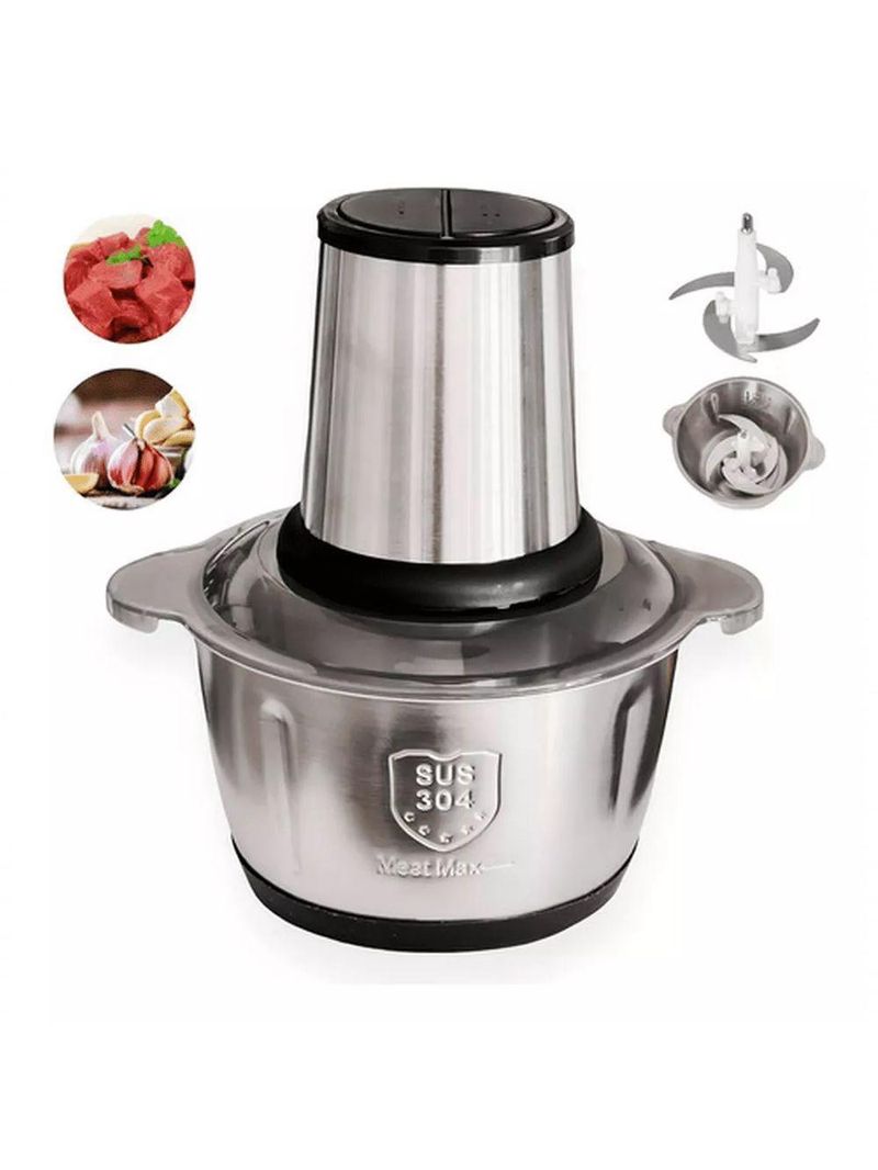 Processador Moedor Alimentos Elétrico Inox Com 4 Lâminas 2L 110V