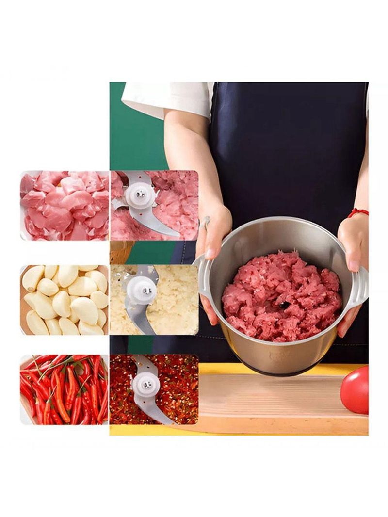 Processador Moedor Alimentos Elétrico Inox Com 4 Lâminas 2L 110V