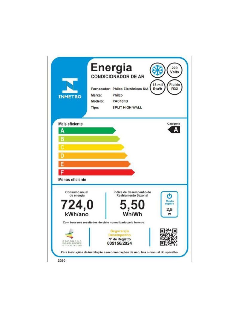 Ar Condicionado Split Hi Wall Philco PAC18FB Inverter 18000 Btus Frio R-32 220V