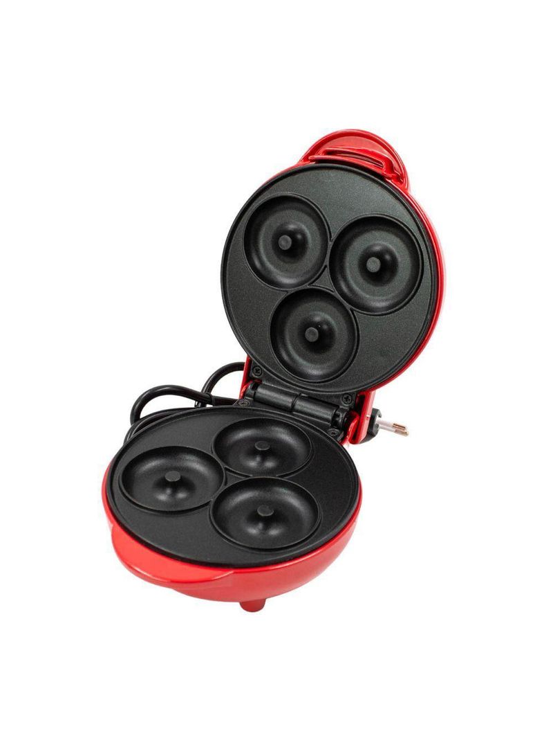 Mini Maquina Forma Elétrica Retro De Fazer Waffles Donuts Rosquinhas Vermelho