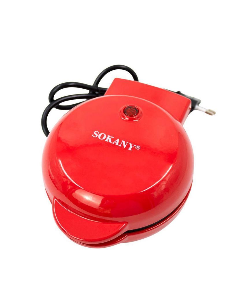 Mini Maquina Forma Elétrica Retro De Fazer Waffles Donuts Rosquinhas Vermelho