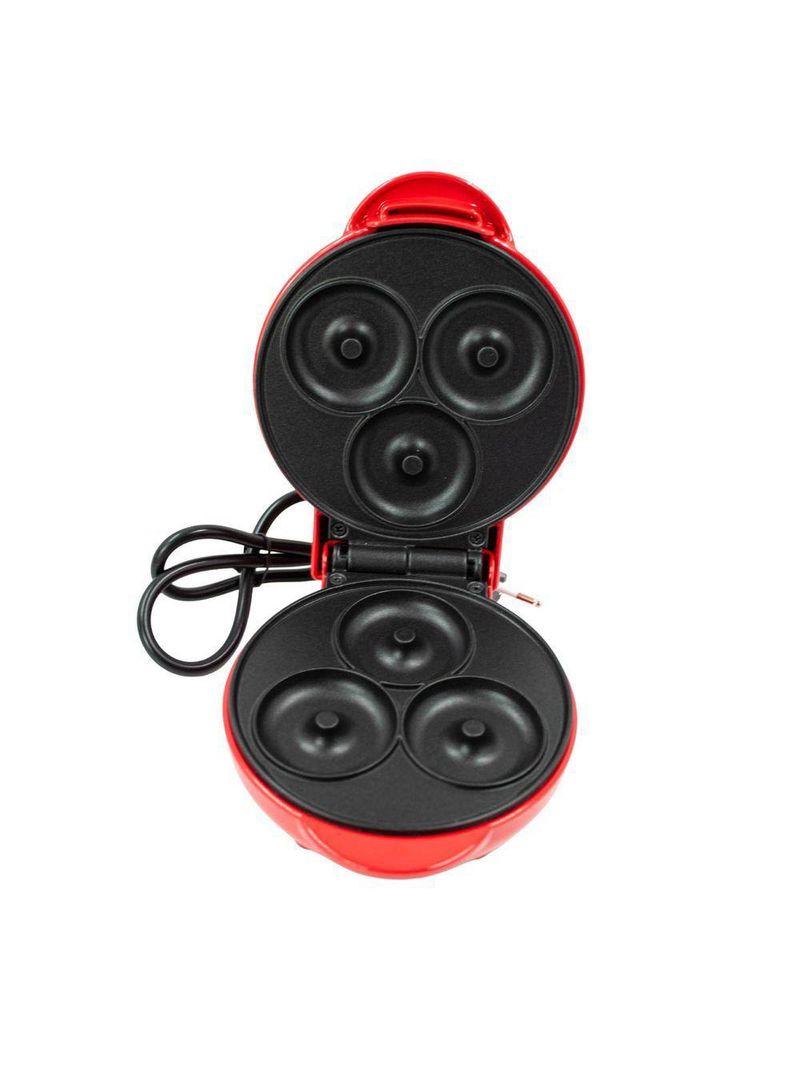 Mini Maquina Forma Elétrica Retro De Fazer Waffles Donuts Rosquinhas Vermelho